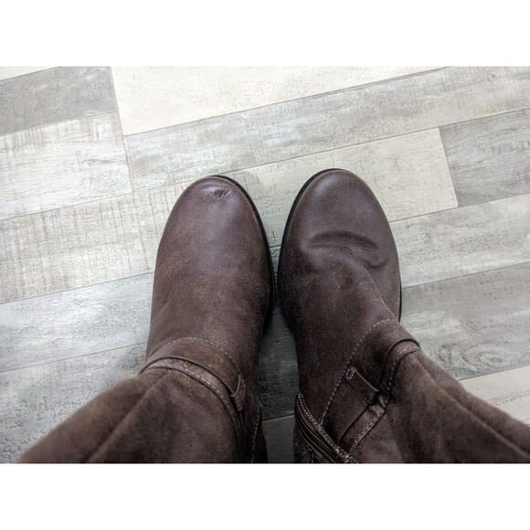 BareTraps Boots Womens 8 M Tall Side Zip Brown Faux Leather Boot Small Heel - Picture 5 of 11